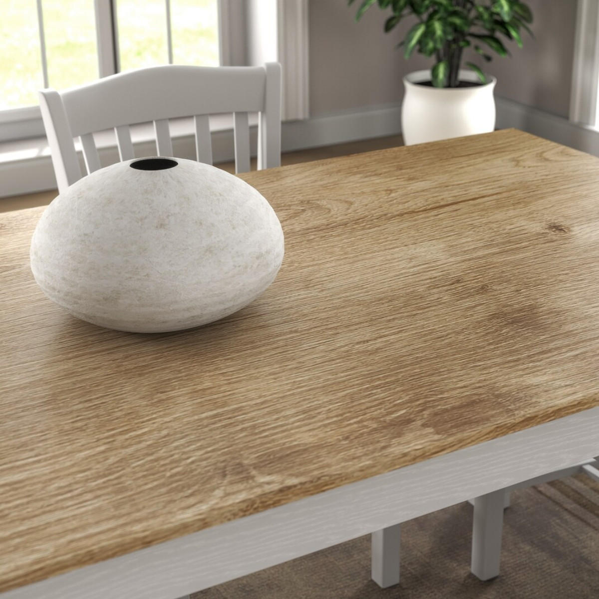 ESSTISCH Dekor Holz und weiße Beine 180/90/76 cm - Eschefarben, Holzwerkstoff (22/90/76cm) - Calicosy