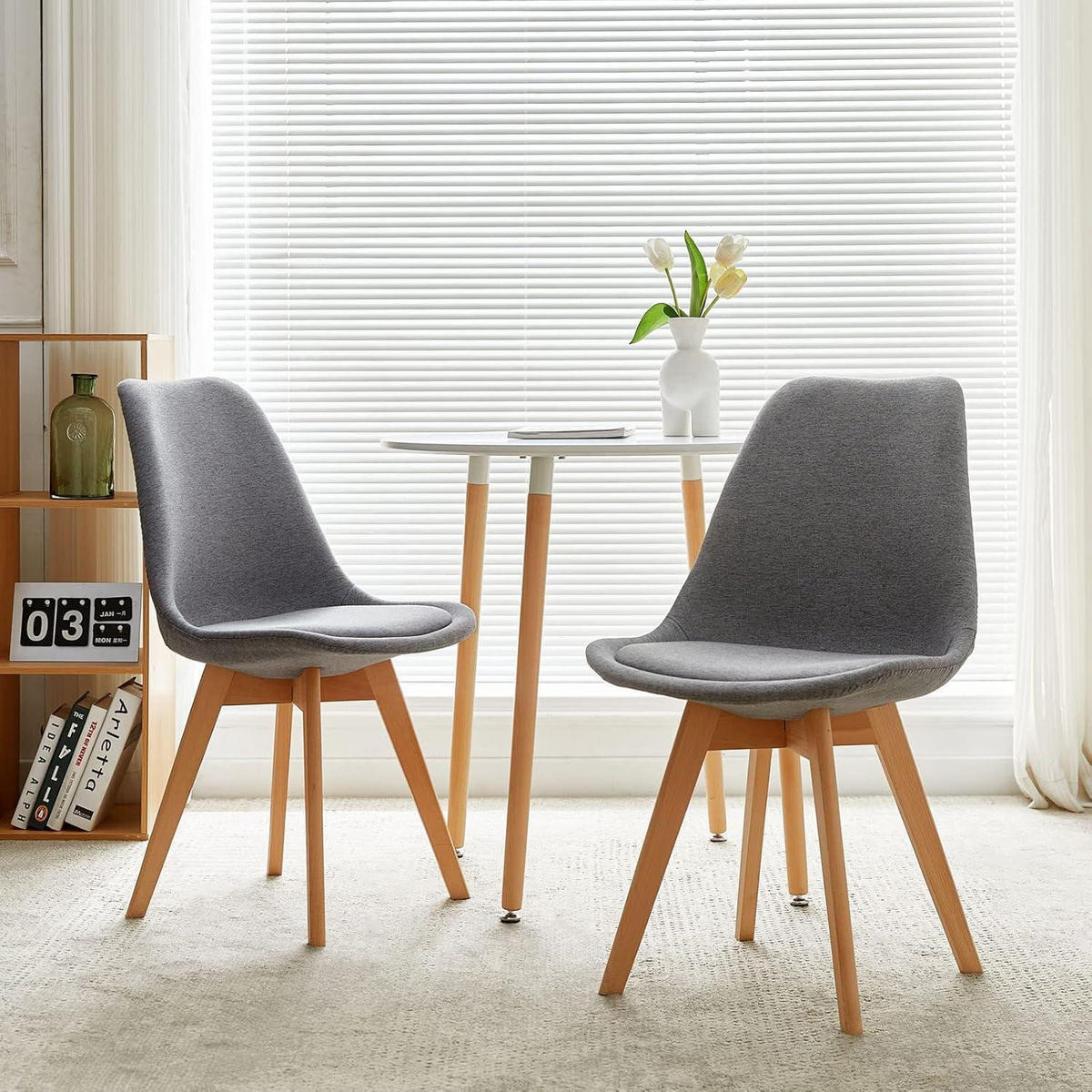 ESSZIMMERSTUHL 4er Set Skandinavisches Design Leinen Grau - Grau, Textil (47.5/82/41cm)