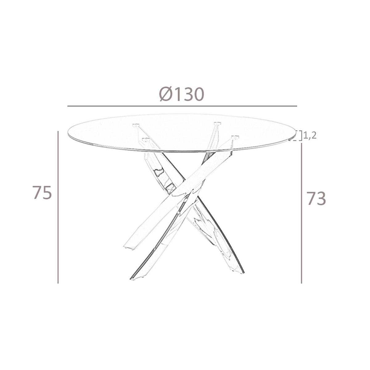 ESSTISCH Esstisch runde gehärtetes Glas aus weißer Stahl Ø130/75 cm - Transparent/Weiß, Glas (130/130/75cm) - ANGEL CERDA
