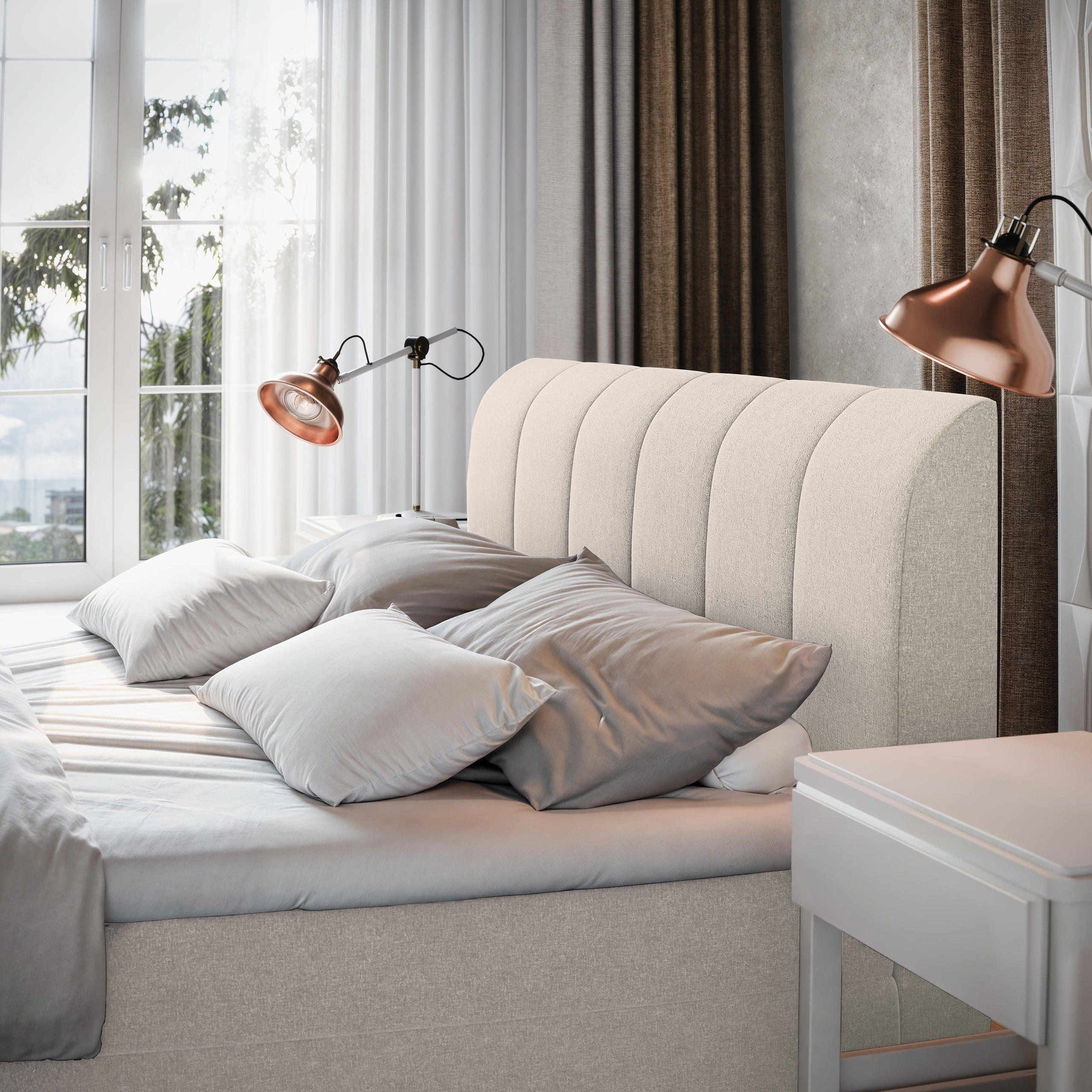 Thumbnail - Masseno Boxbett, Grau, Holz, H2 + H3, 180x200 cm, Schlafzimmer, Betten, Boxspringbetten