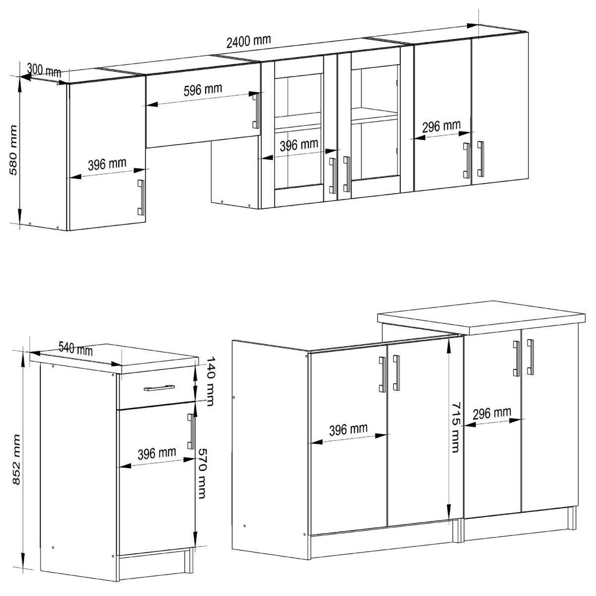 KUCHYŇSKÝ BLOK Bílá, dub Sonoma 203/240/44,5 - bílá, kompozitní dřevo (240/203/44.5cm) - RAUMHIRSCH FURNITURE