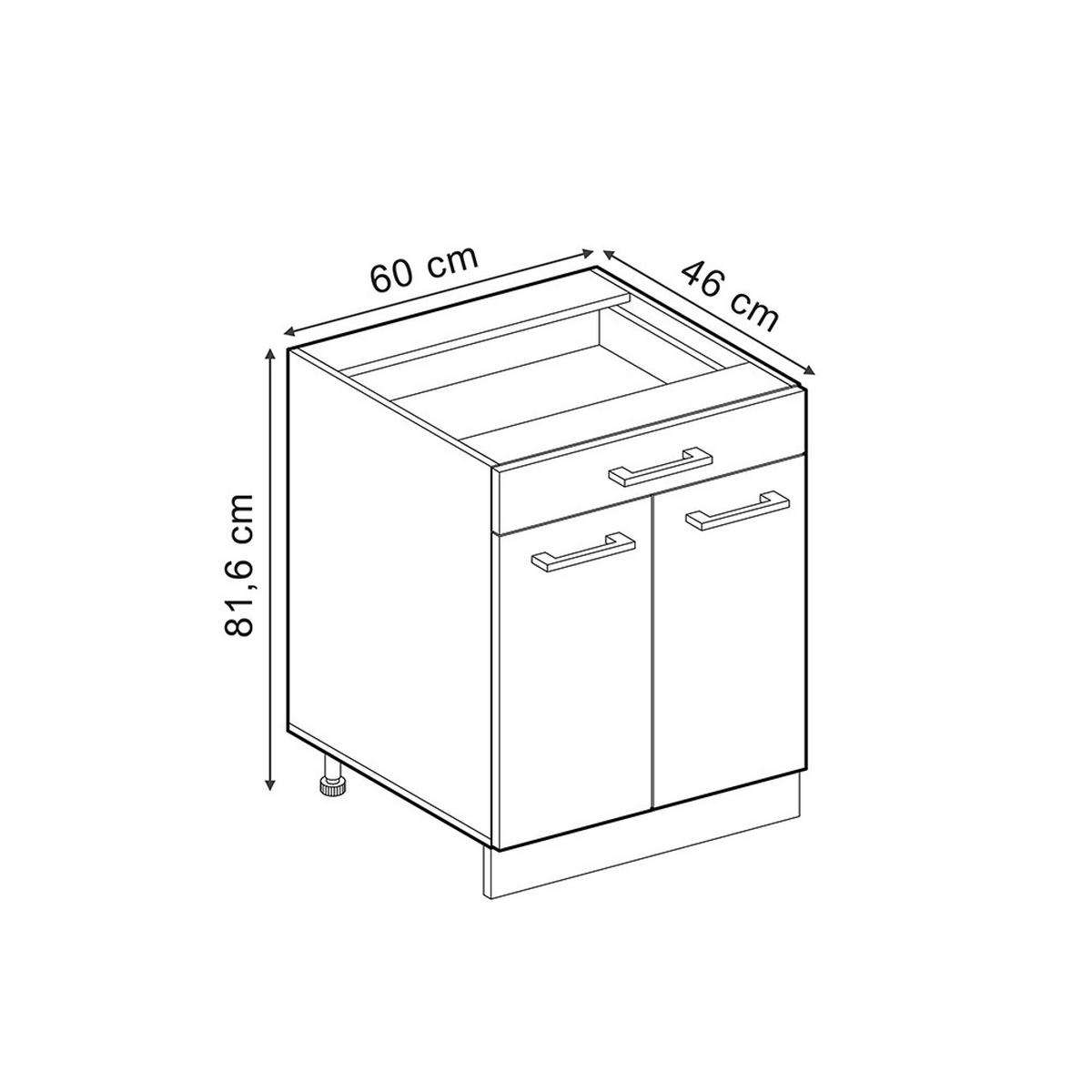 KÜCHENUNTERSCHRANK R-Line Sonoma 60 cm AP Marmor - Honigeiche/Eiche Wotan, Holzwerkstoff (60/81.6/60cm) - Vicco