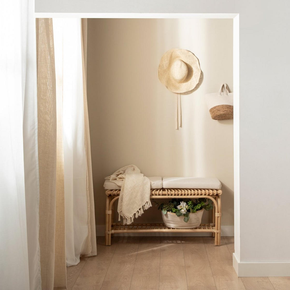 BANK Kina Natürlich 100 cm x 51 cm - Naturfarben, Naturmaterialien (100/51/44cm)