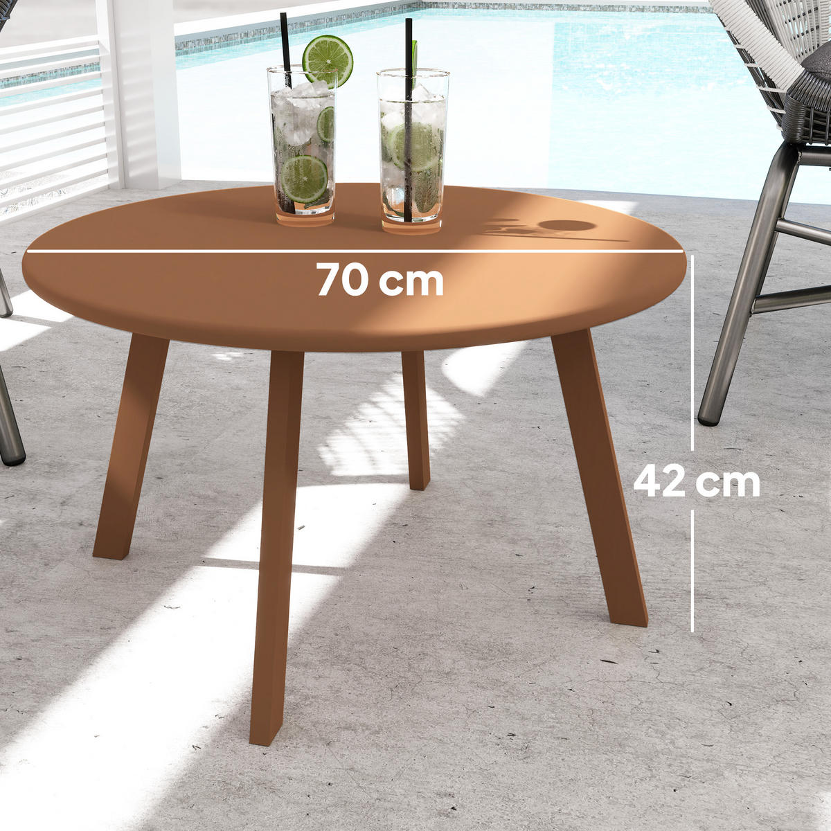 GARTENBEISTELLTISCH DE-14129 rund Ø70 cm, rutschfest Orange - Orange, Metall (70/70/42cm) - ComfortXL
