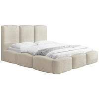 POLSTERBETT Harmony mit Bettkasten, Creme Boucle 200x200 cm - Birkefarben/Creme, Holzwerkstoff/Kunststoff (200/200cm) - WFL GROUP