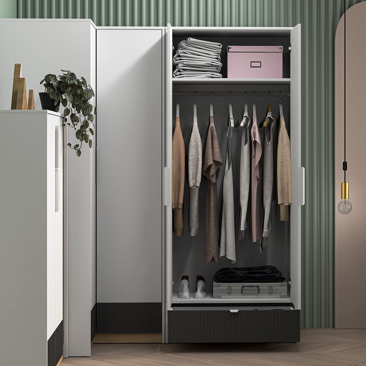 SCHRANK 2 Türen Ronan Weiß - Weiß, Holzwerkstoff (82/196/53cm) - Petits-meubles