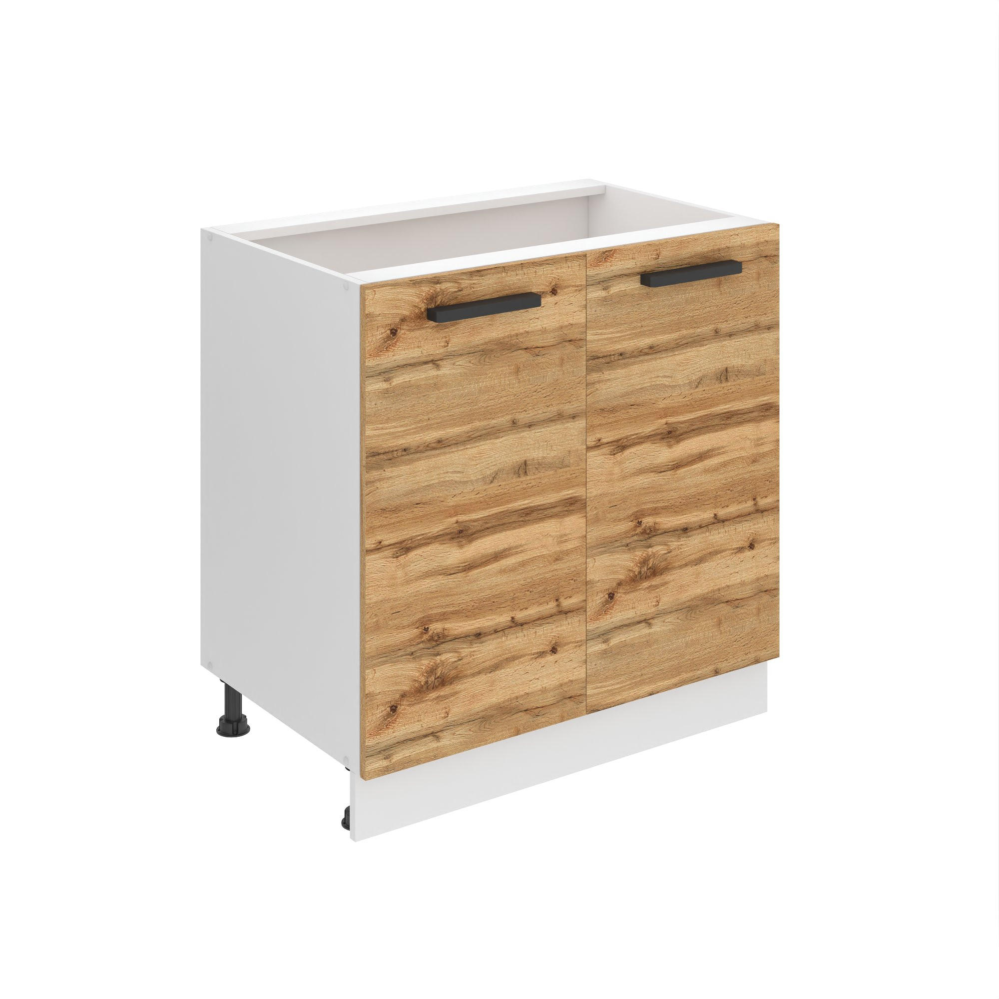 KÜCHENUNTERSCHRANK 80 cm SD, ohne Arbeitsplatte, mit 2 Türen, Wotan-Eiche - Eiche Wotan, Holz (80/82/51.6cm) - B BELINI GROUP