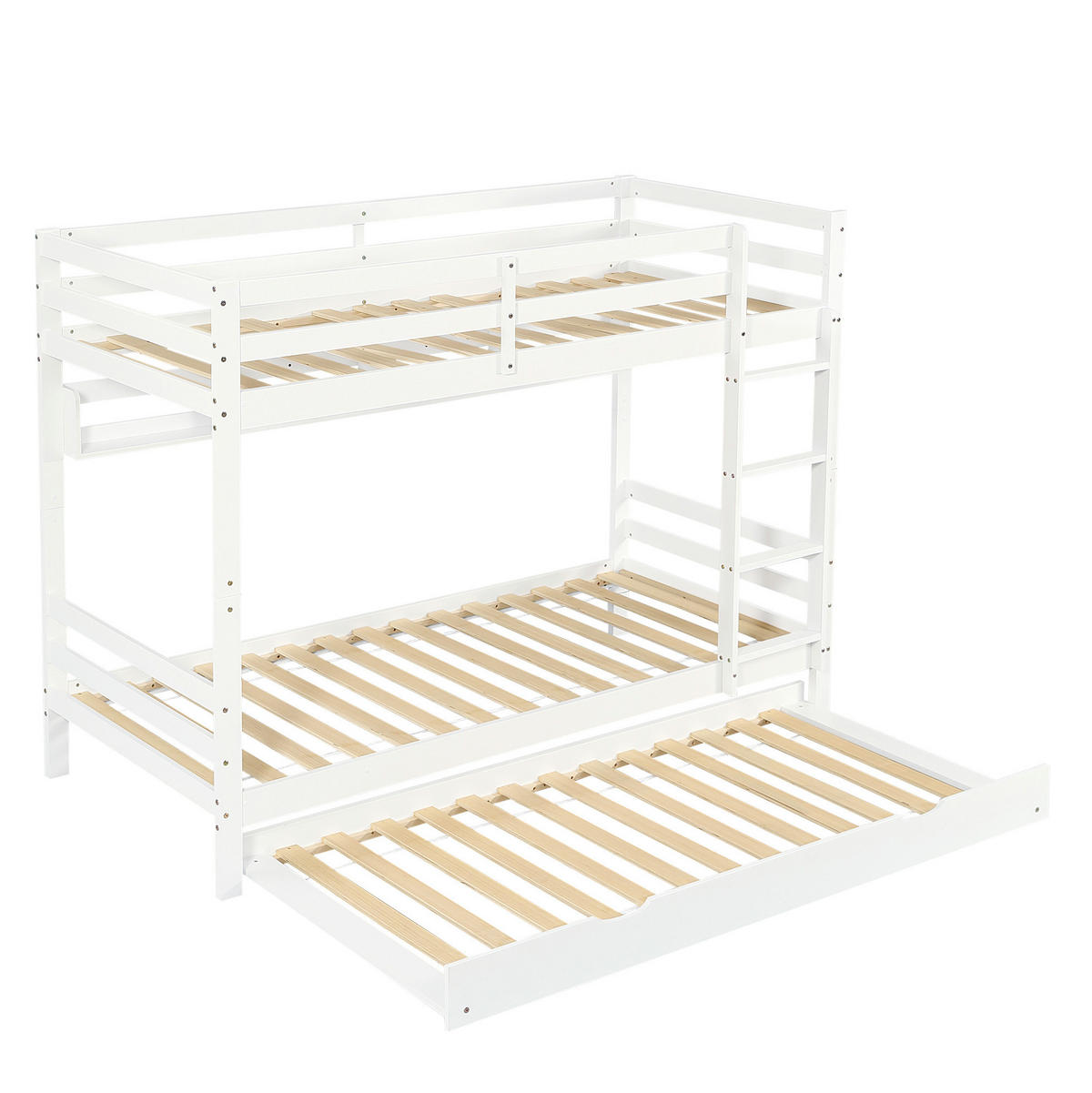 ETAGENBETT 90/200 cm Weiß mit Ausziehbett und Regal - Weiß, Holz (90/200cm) - Flora Grace