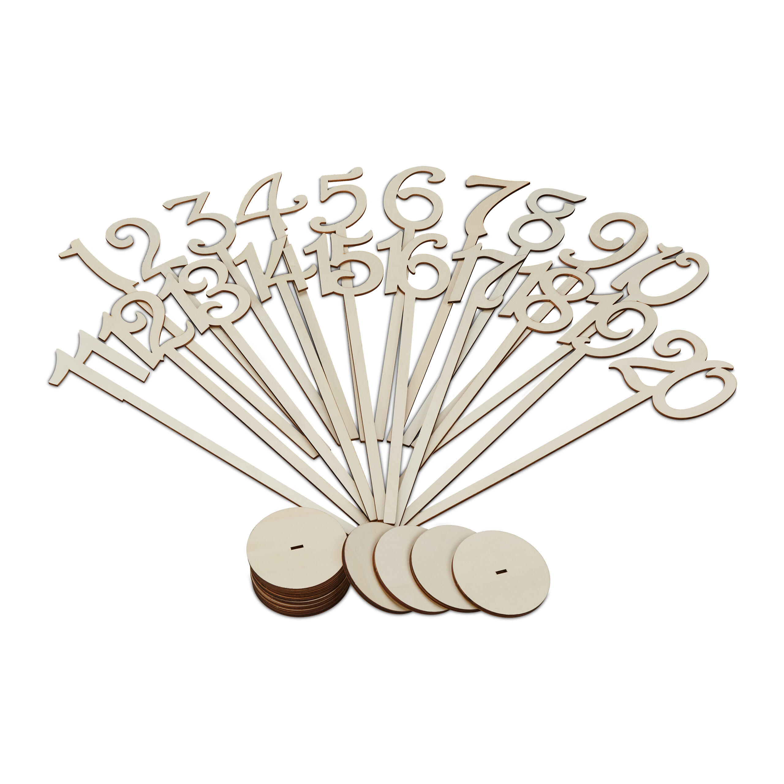 20XČÍSLA stolov - svetlohnedá, drevo (7.5/35/7.5cm) - Relaxdays
