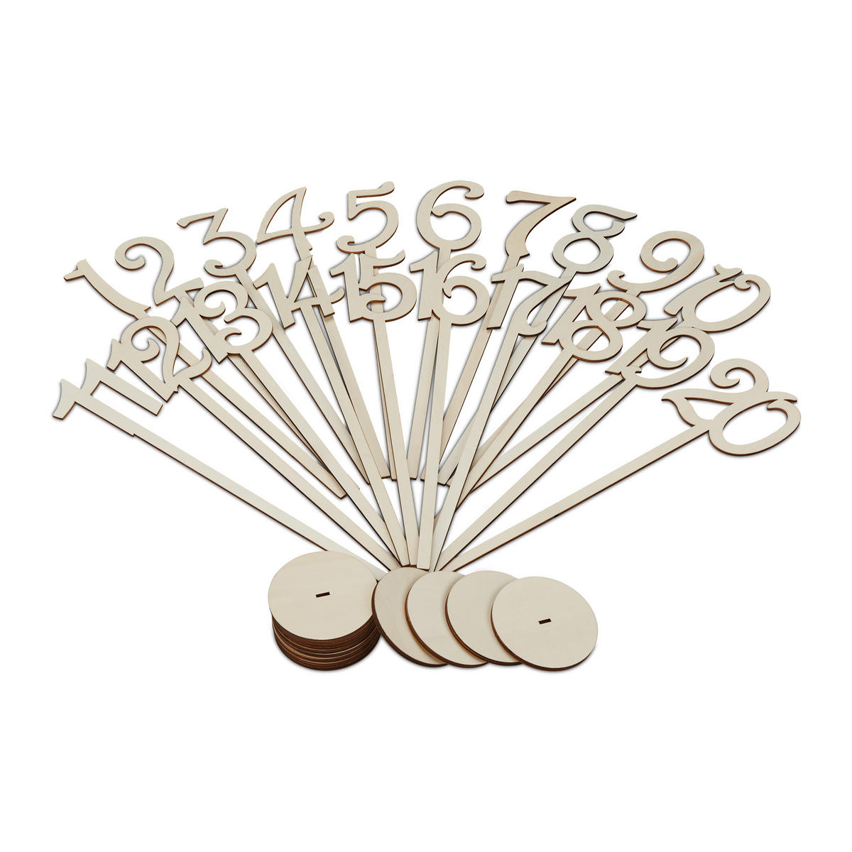 20XČÍSLA stolov - svetlohnedá, drevo (7.5/35/7.5cm) - Relaxdays