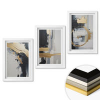 WANDBILDER 3er-Set - 20x30 cm Weißer Rahmen - Abstrakte Schwarz-Weiß-Malerei - Weiß, Kunststoff (20/30cm) - ArtPrintCave