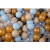 BÄLLE für Bällebad, Spielbälle, Plastikbälle für Kinder Set 50 pcs.: Gold/Blau/Beige/Transparent - Bronzefarben, Textil (7/7/7cm) - MeowBaby