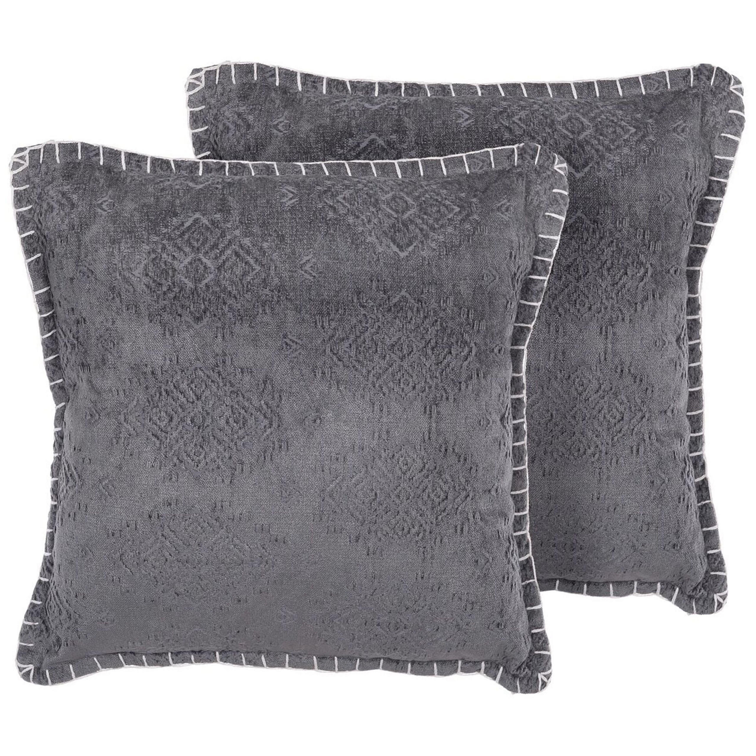 DEKOKISSEN 2er-Set Dunkelgrau 45/45 cm Melur - Dunkelgrau, Naturmaterialien (45/45cm) - Beliani