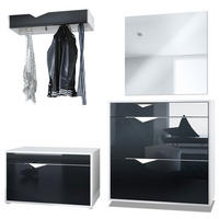 GARDEROBE Kolmio Fronten in Schwarz Hochglanz - Schwarz Hochglanz, Holzwerkstoff (190/185/33cm) - Vladon