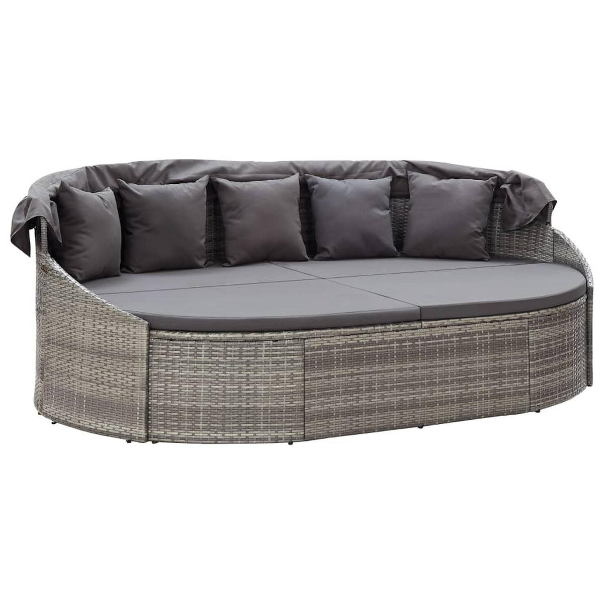 OUTDOOR-LOUNGEBETT Mit Dach Grau - Grau, Kunststoff (145/141/230cm) - vidaXL