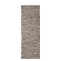 LEDERTEPPICH-LÄUFER gewebt mit Rautenmuster 66/200 cm - Braun, Leder (66/200cm) - Homescapes