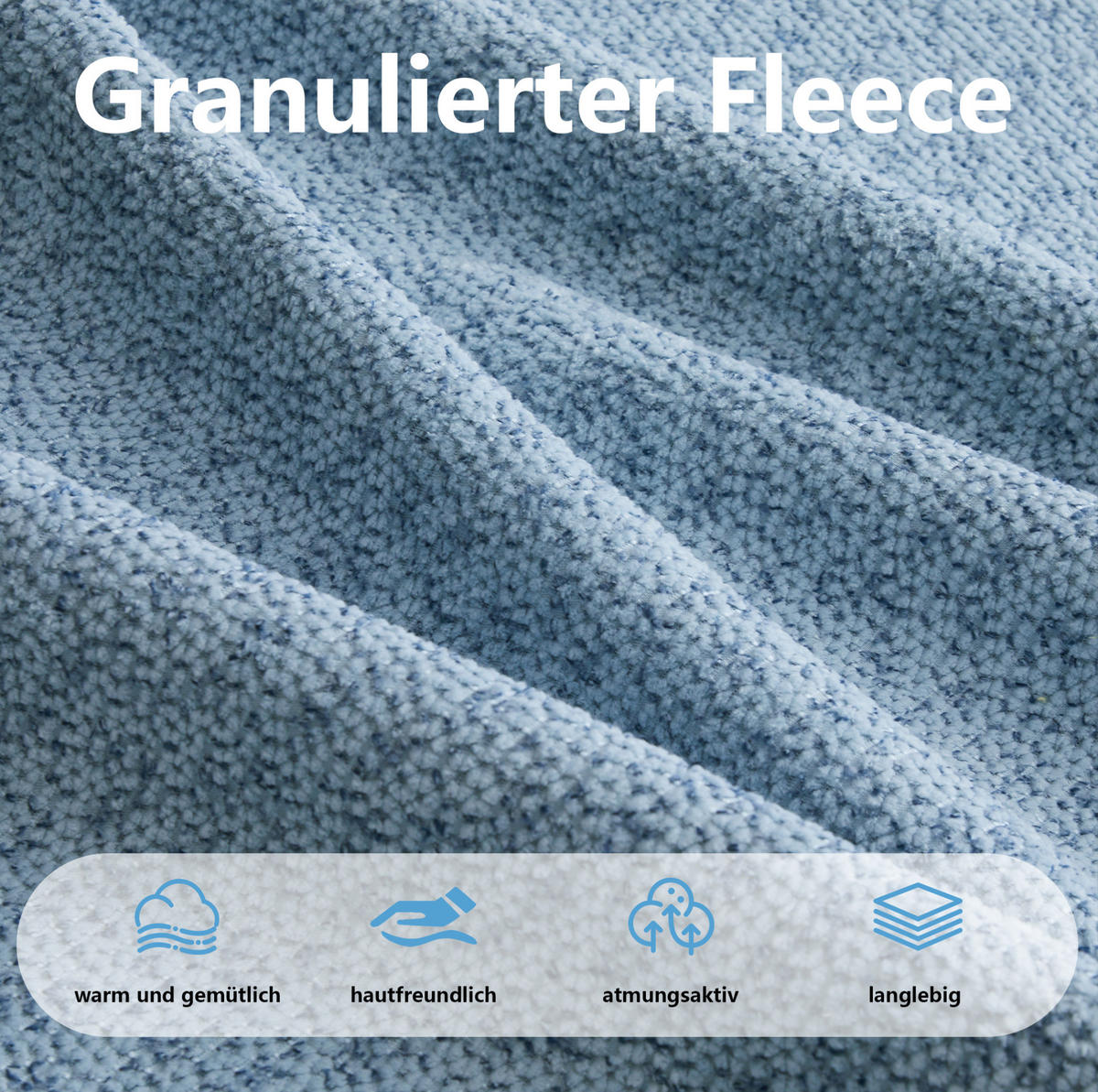 MODULARES 3-Sitzer-Sofa aus granuliertem Fleece mit ergonomischer Form Blau - Blau, Textil (104/79/288cm) - Modenvie