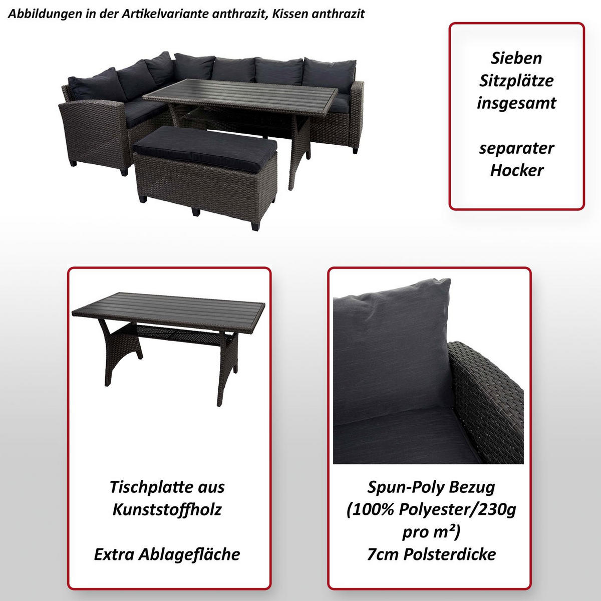 POLY GARNITUR Grau - Grau, Kunststoff - MCW