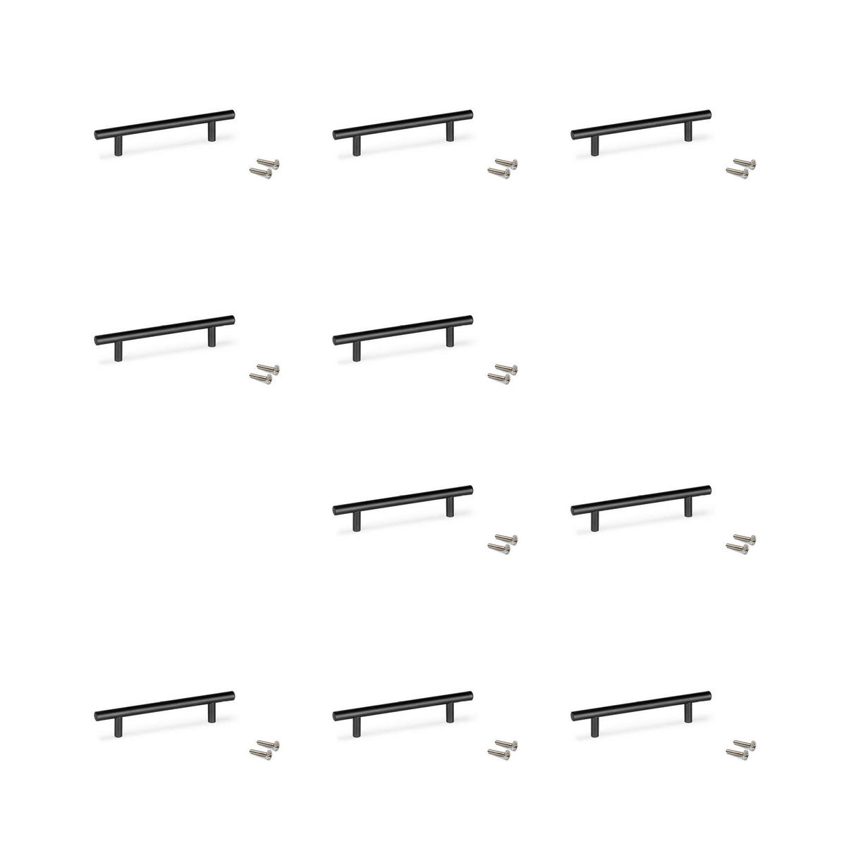 MÖBELGRIFFE Miami, L272mm, 192mm Achsenabstand, Edelstahl, Schwarz lackiert 10er-set - Schwarz, Metall (12/6/30cm) - EMUCA