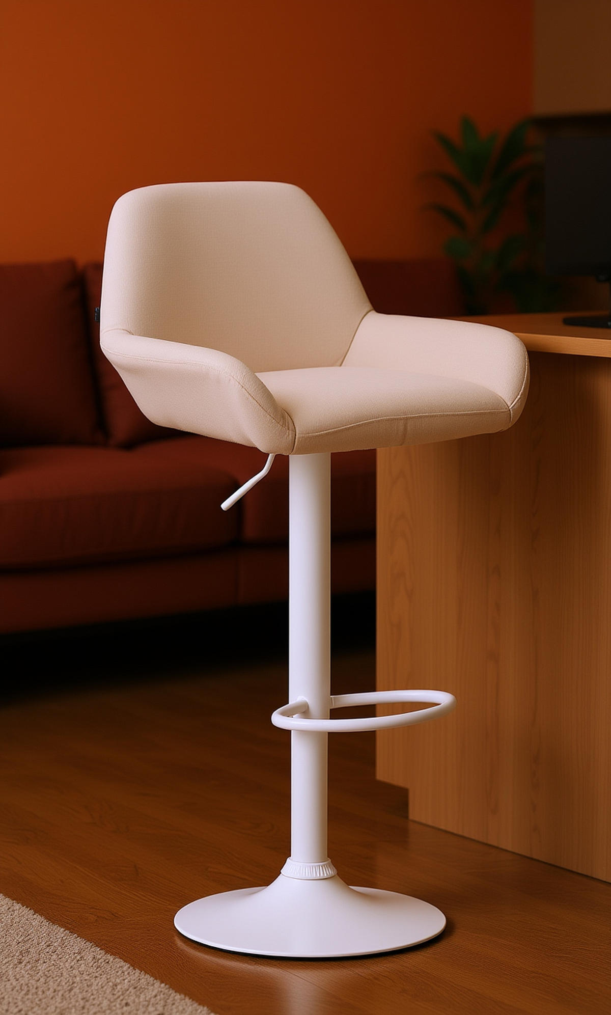 BARHOCKER 2er Set Prag Stoff weiß creme - Chromfarben/Creme, Textil/Metall (51/109/52cm) - TPFLiving