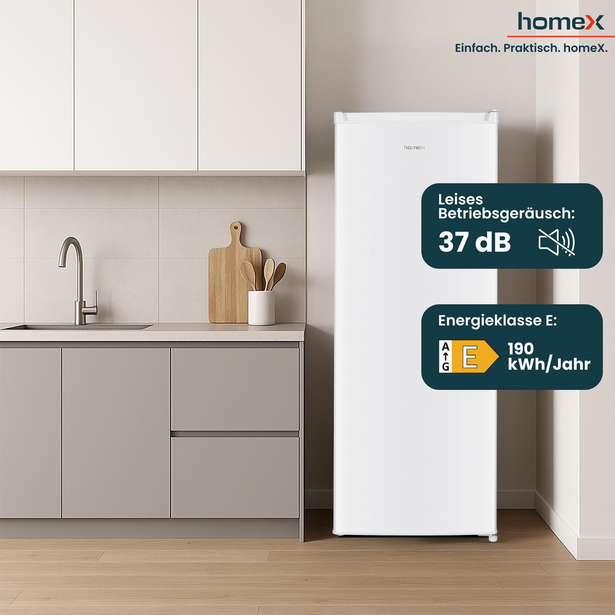 GEFRIERSCHRANK FS1682E-W groß - 168L Nutzinhalt, 4-Sterne Gefrieren, Freezer, leise 37 dB, weiß - Weiß, Kunststoff/Metall (54.5/142.5/57.5cm) - homeX
