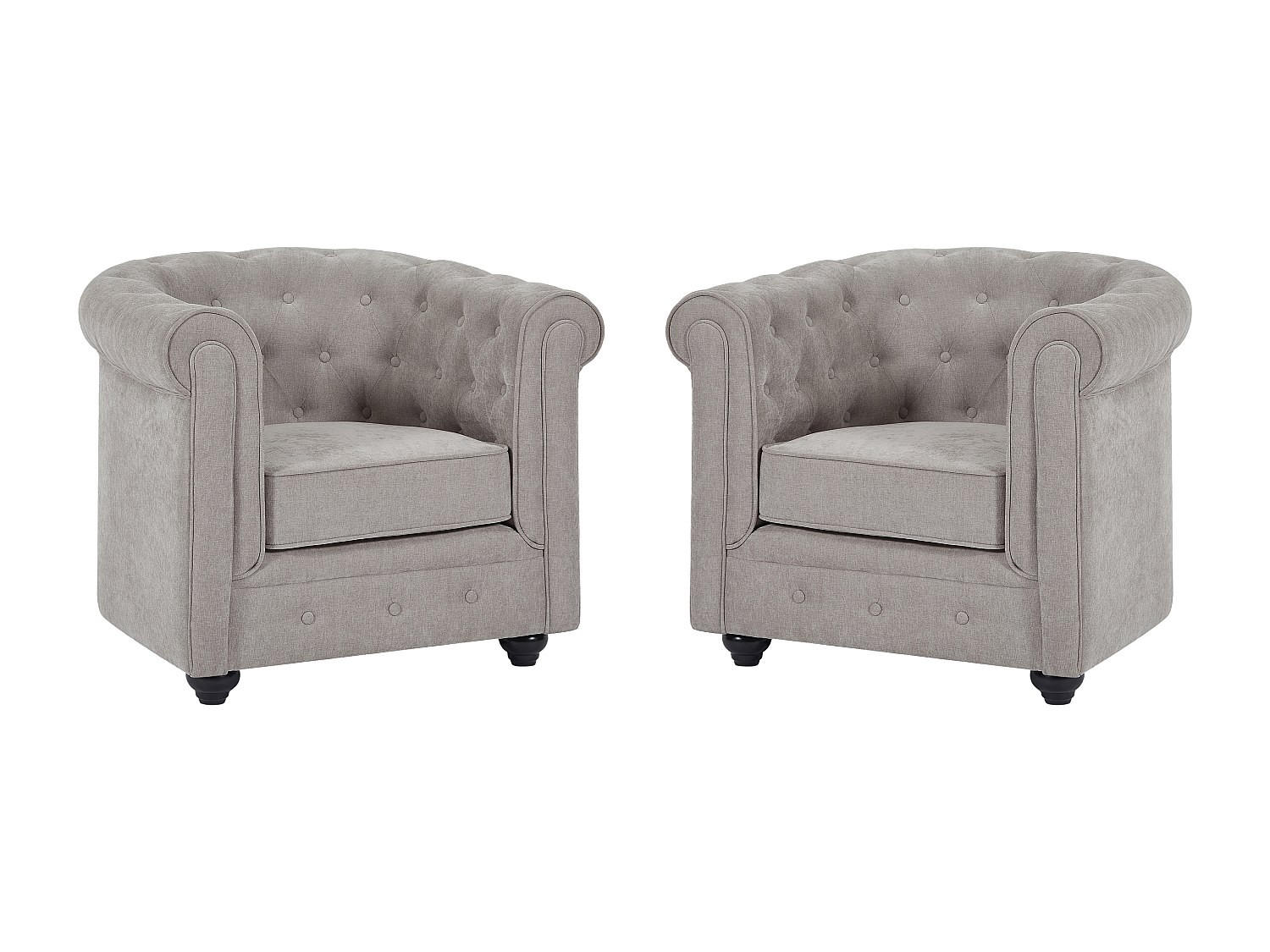 2ER-SET Sessel - Stoff - Grau - CHESTERFIELD - Grau, Textil (78/72/82cm) - Vente-Unique