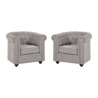 2ER-SET Sessel - Stoff - Grau - CHESTERFIELD - Grau, Textil (82/72/78cm) - Vente-Unique