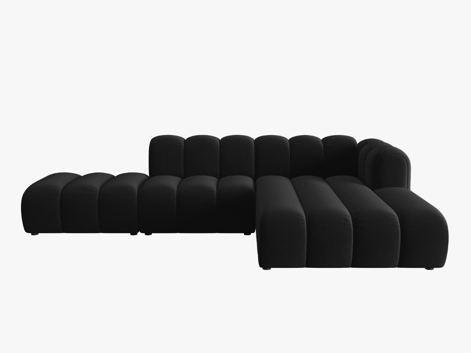 ECKSOFA modular rechts Lupine aus Samt schwarz 5 Sitzplätze - Schwarz, Textil (177/299cm) - Micadoni