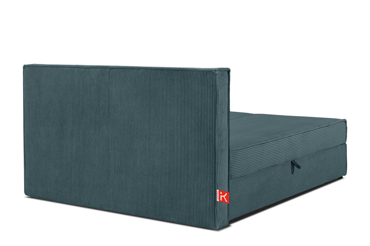 BOXSPRINGBETT ROTI mit Stauraum, blau - Blau/Schwarz, Holz/Holzwerkstoff (140/200cm) - KONSIMO®