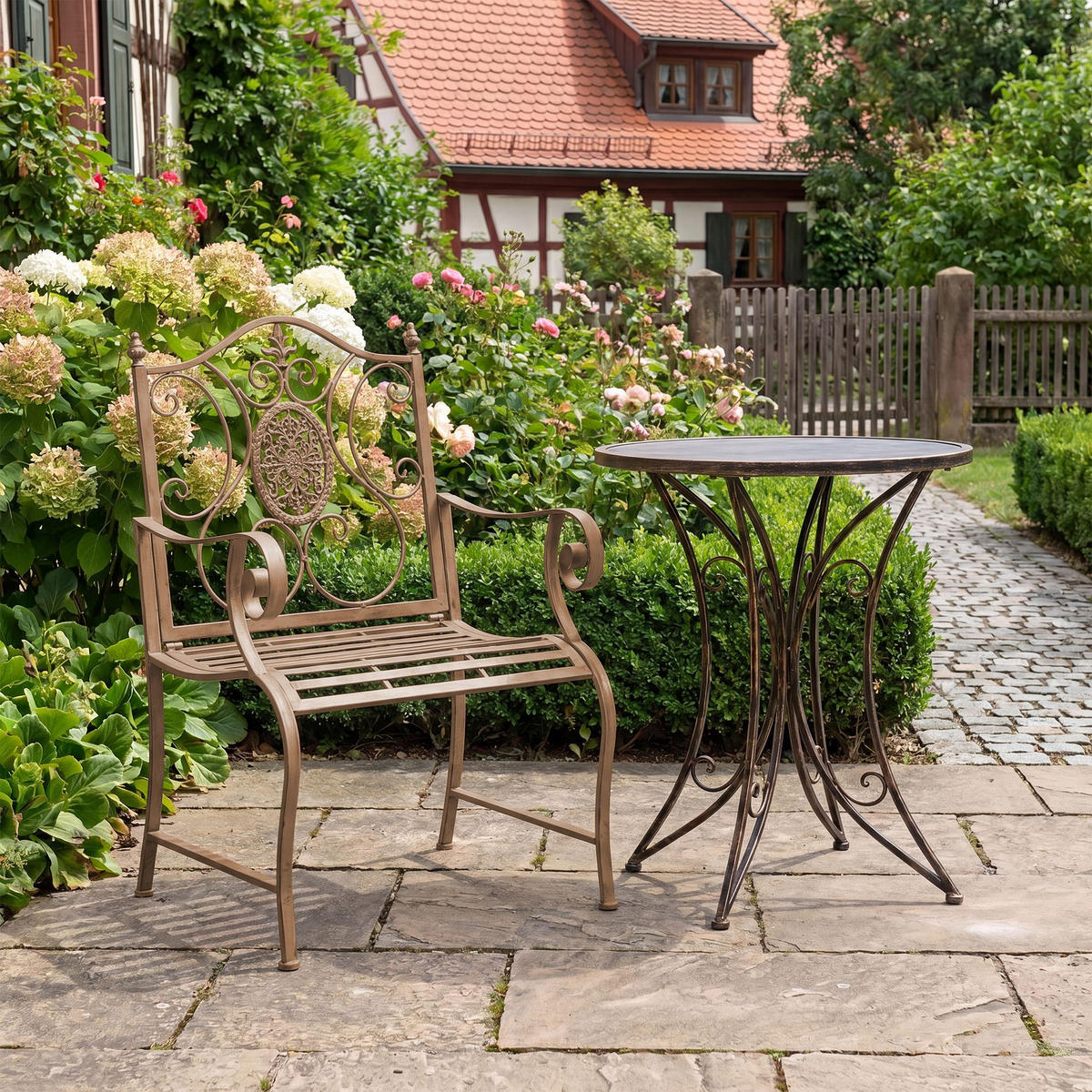GARTENSTUHL Metall Antik Braun - Braun, Metall (62/94/53cm) - CLP