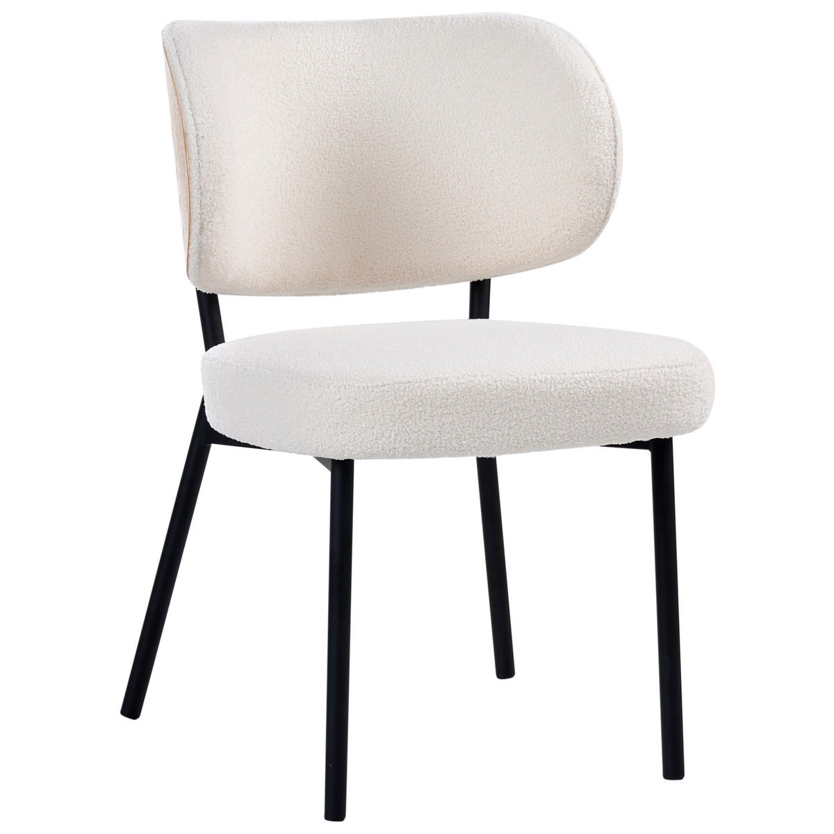ESSZIMMERSTUHL 2er Set Bouclé Cremeweiß Wonder - Creme, Textil (55/82/65cm) - Beliani