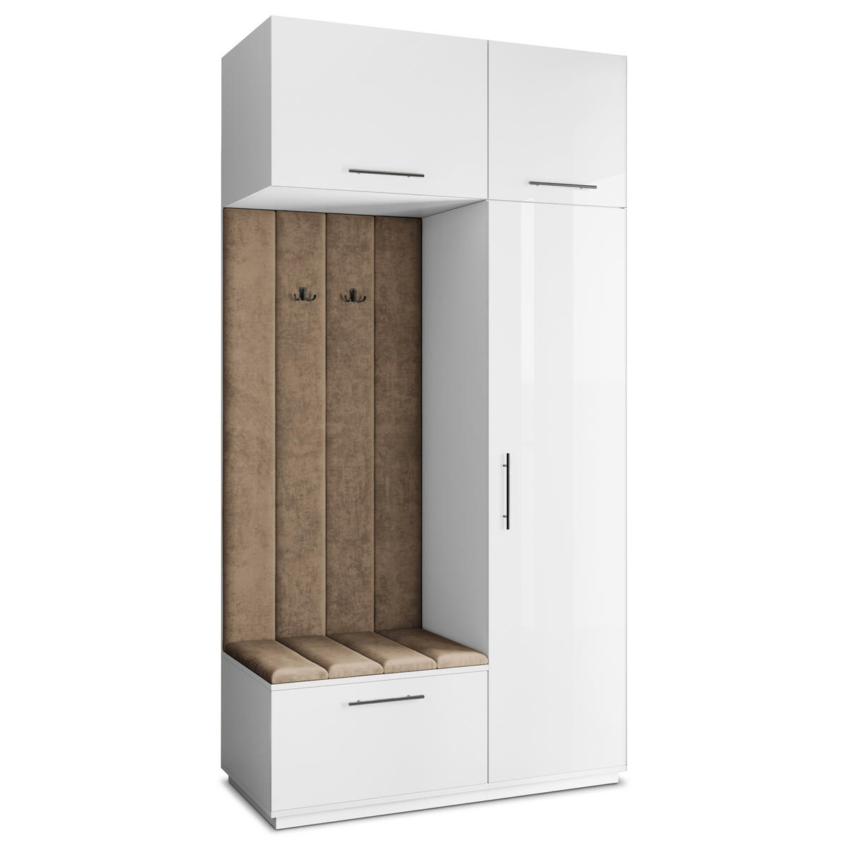 GARDEROBENSCHRANK REMA 120/240/60 cm Modern Garderobe-Set Weiß - Beige/Weiß, Holzwerkstoff (120/240/60cm) - MASSENO