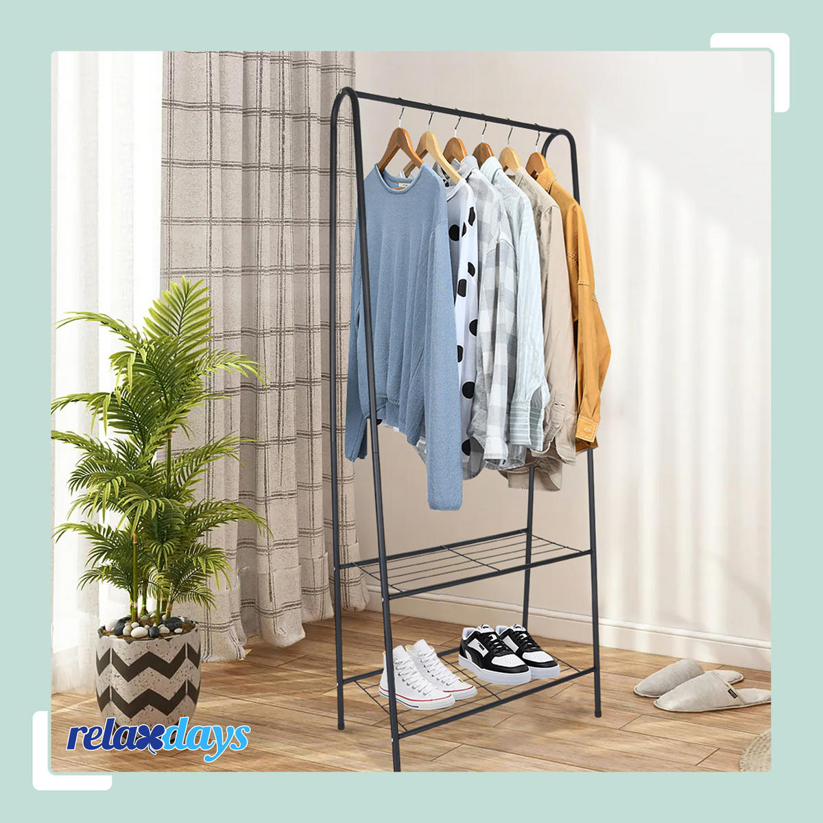 KLEIDERSTÄNDER - Schwarz, Metall (60/151/34.5cm) - Relaxdays