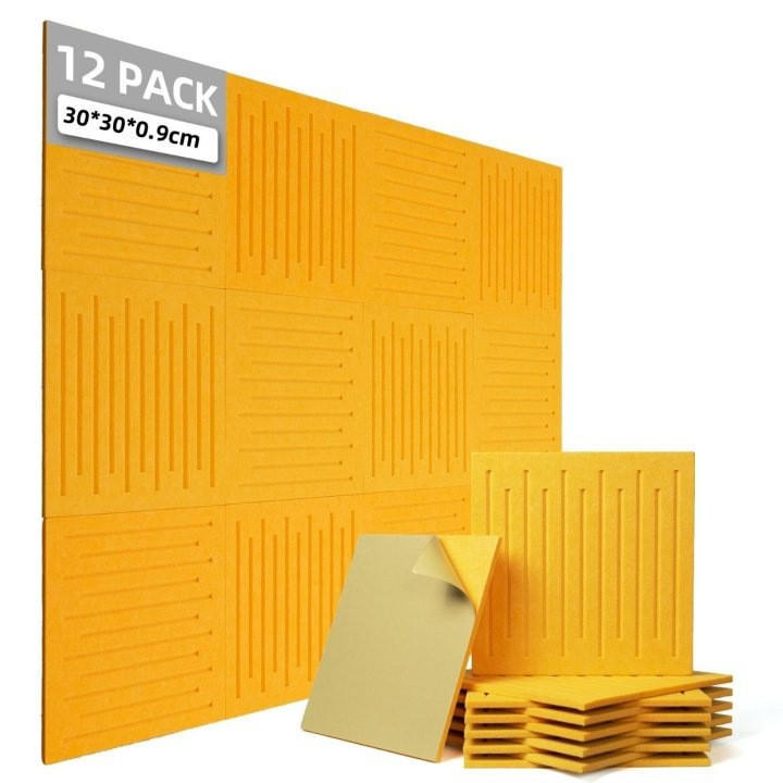 AKUSTIKPANEEL，SELBSTKLEBEND, 30 × 30 × 1 cm, 12 Stück - Gelb, Textil (30/30/1cm)