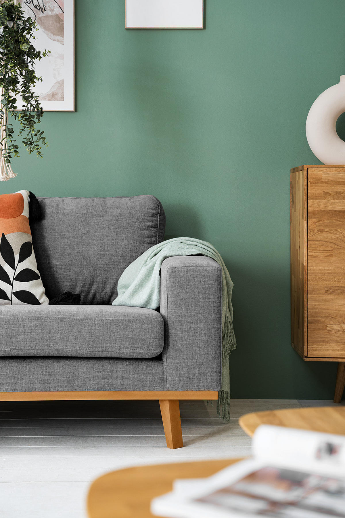 SESSEL - Dunkelgrau/Buchefarben, Buchenholz/Textil (122/81/88cm) - home24