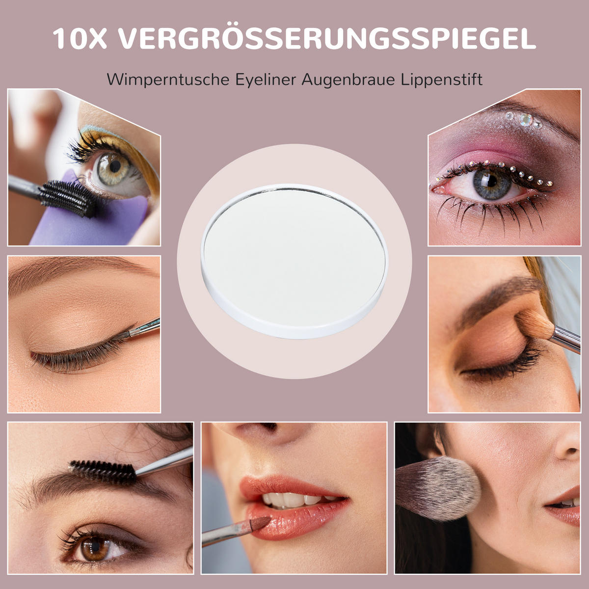 HOLLYWOOD Spiegel mit Beleuchtung 62,5 x 52 cm Schminkspiegel mit 15 LED Licht - Weiß, Metall (14/52/62.5cm) - HOMCOM