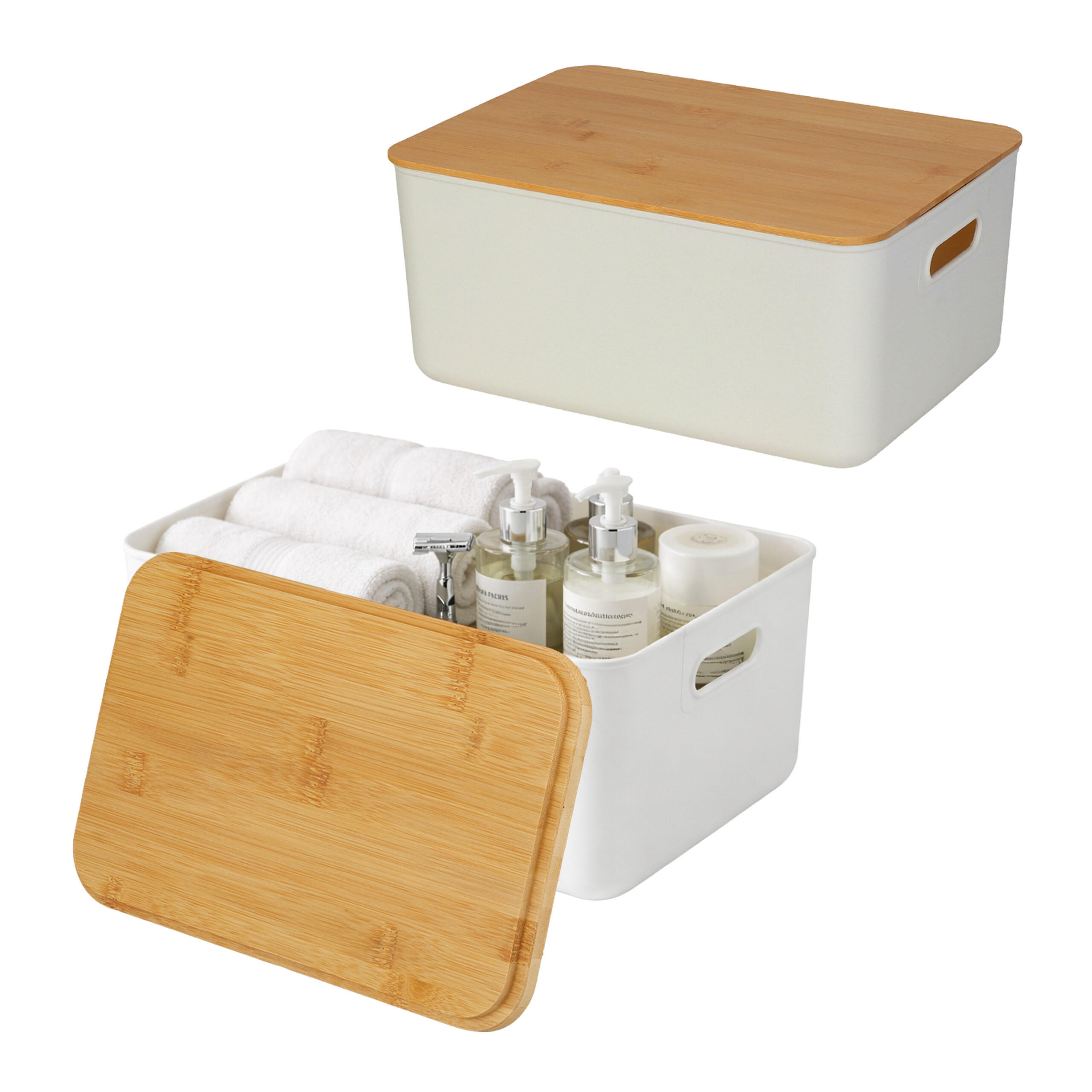 ÚLOŽ. box - bílá, dřevo/plast (25/36/16cm) - Relaxdays