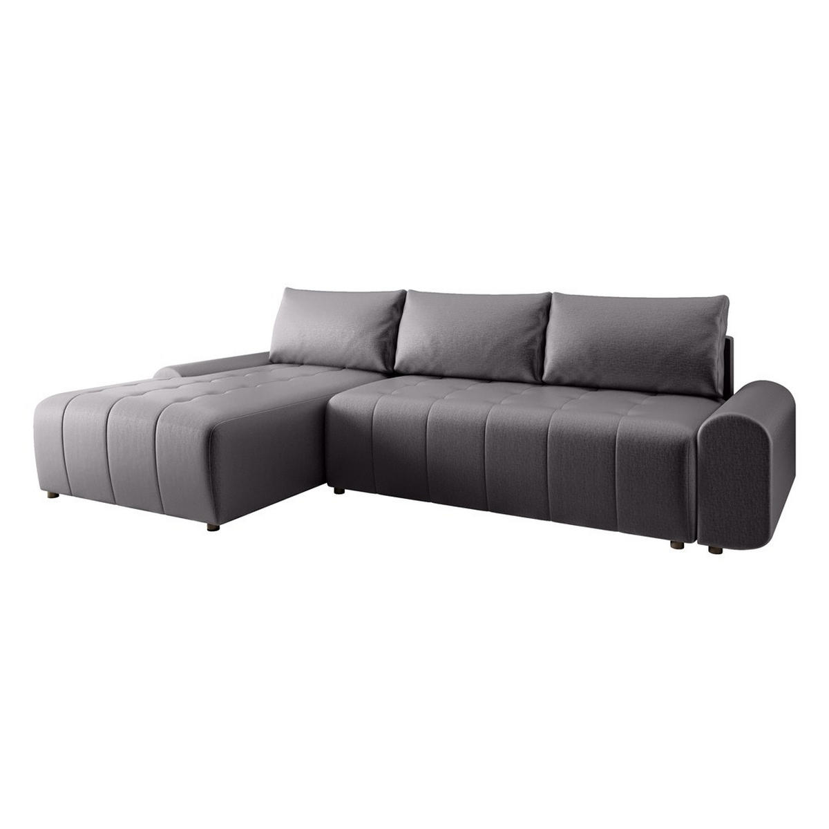ECKSCHLAFSOFA Costa L grau links - Schwarz/Grau, Kunststoff/Textil (290/169cm) - Beautysofa
