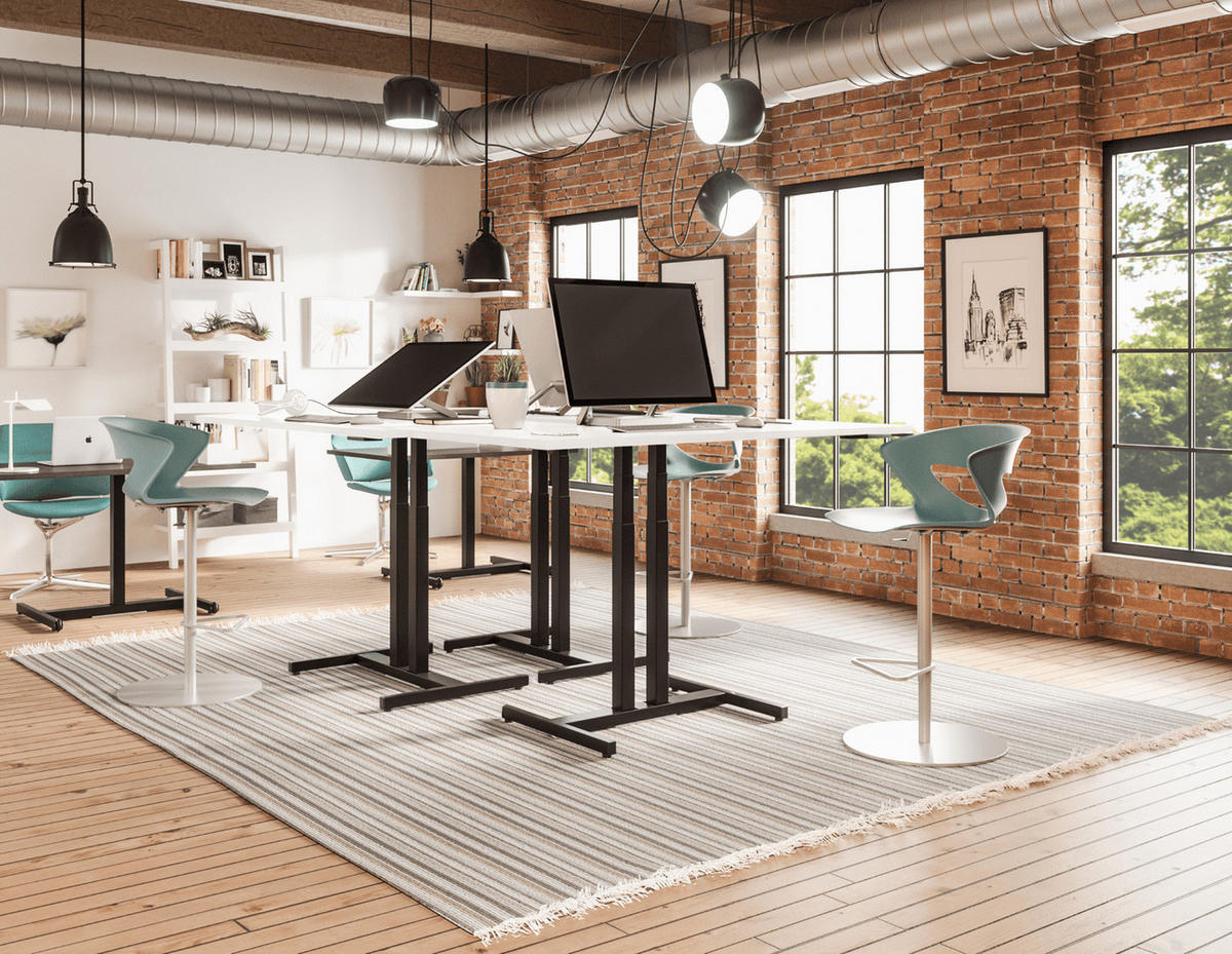 SCHREIBTISCH höhenverstellbar Progress Gasfeder 120x80 cm - Weiß, Metall (120/80/64cm) - Schaff