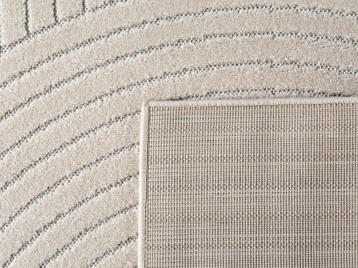TEPPICH In-/Outdoor Kurzflor Skandi 3D-Design Polypropylen Balkon Creme Rechteckig 140x200 - Creme, Textil (140/200cm) - KADIMA DESIGN