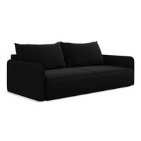 3-SITZER SOFA mit Schlaffunktion Samt Stoff Schwarz - Schwarz, Kunststoff/Textil (216/86/105cm) - LaMiaSofa