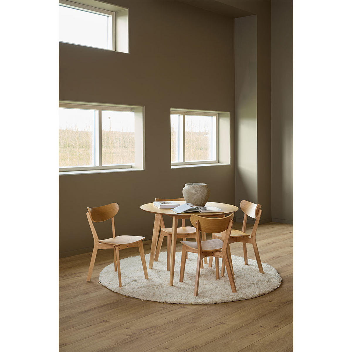ESSGRUPPE, Roxby, Tisch Natur, Stühle Eiche, MDF, 105 x 105 x 76 cm, 5-teilig - Naturfarben, Holzwerkstoff (105/76/105cm) - ebuy24