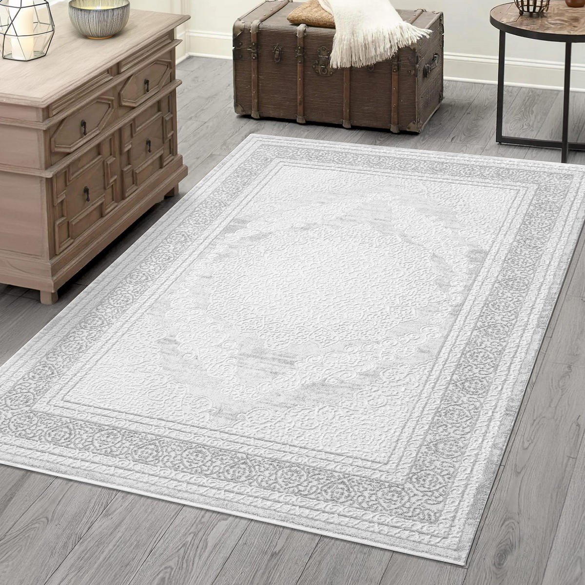 KURZFLOR-TEPPICH Antik 209 Grau 120x170 cm - Grau, Textil (120/170cm) - carpet city
