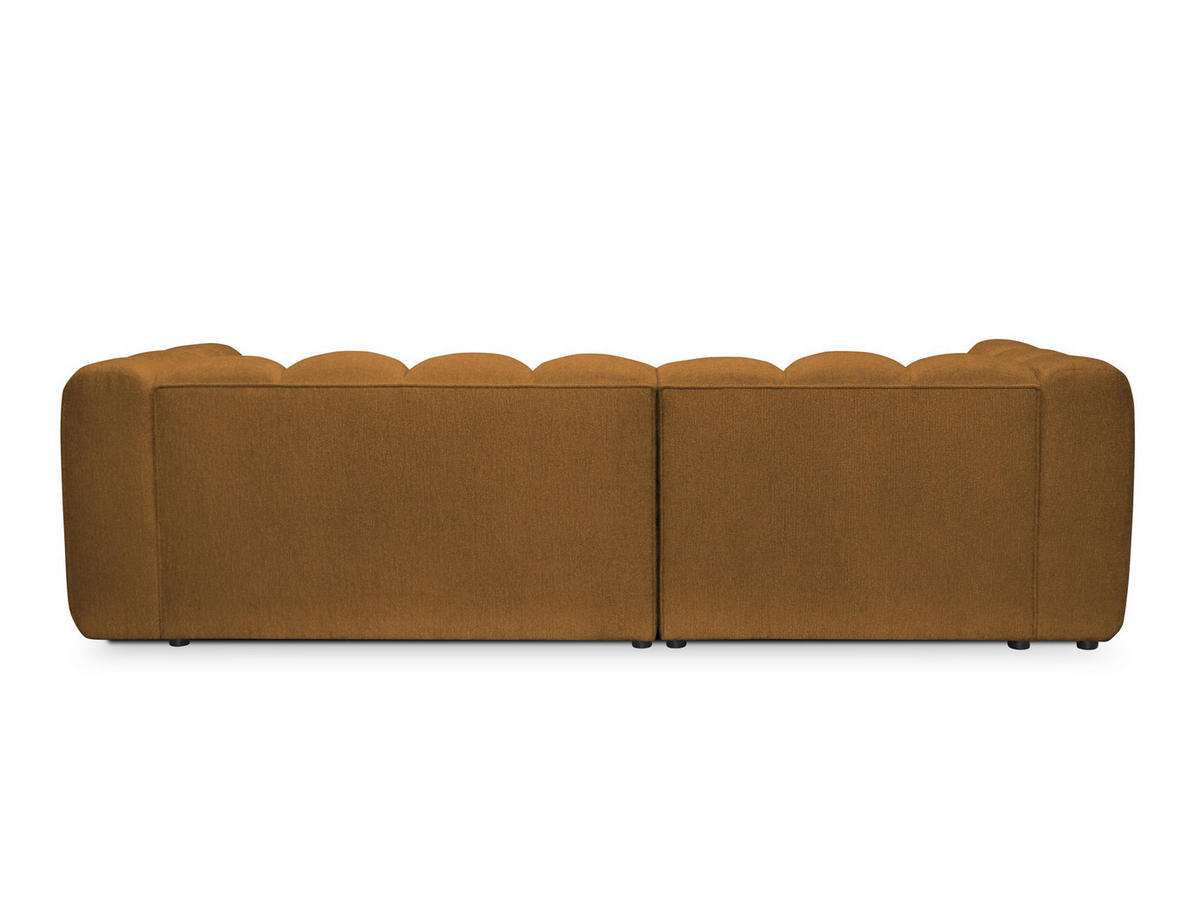 ECKSOFA Links Strukturstoff Orange - Terracotta/Schwarz, Holzwerkstoff/Kunststoff (224/166cm) - LaMiaSofa