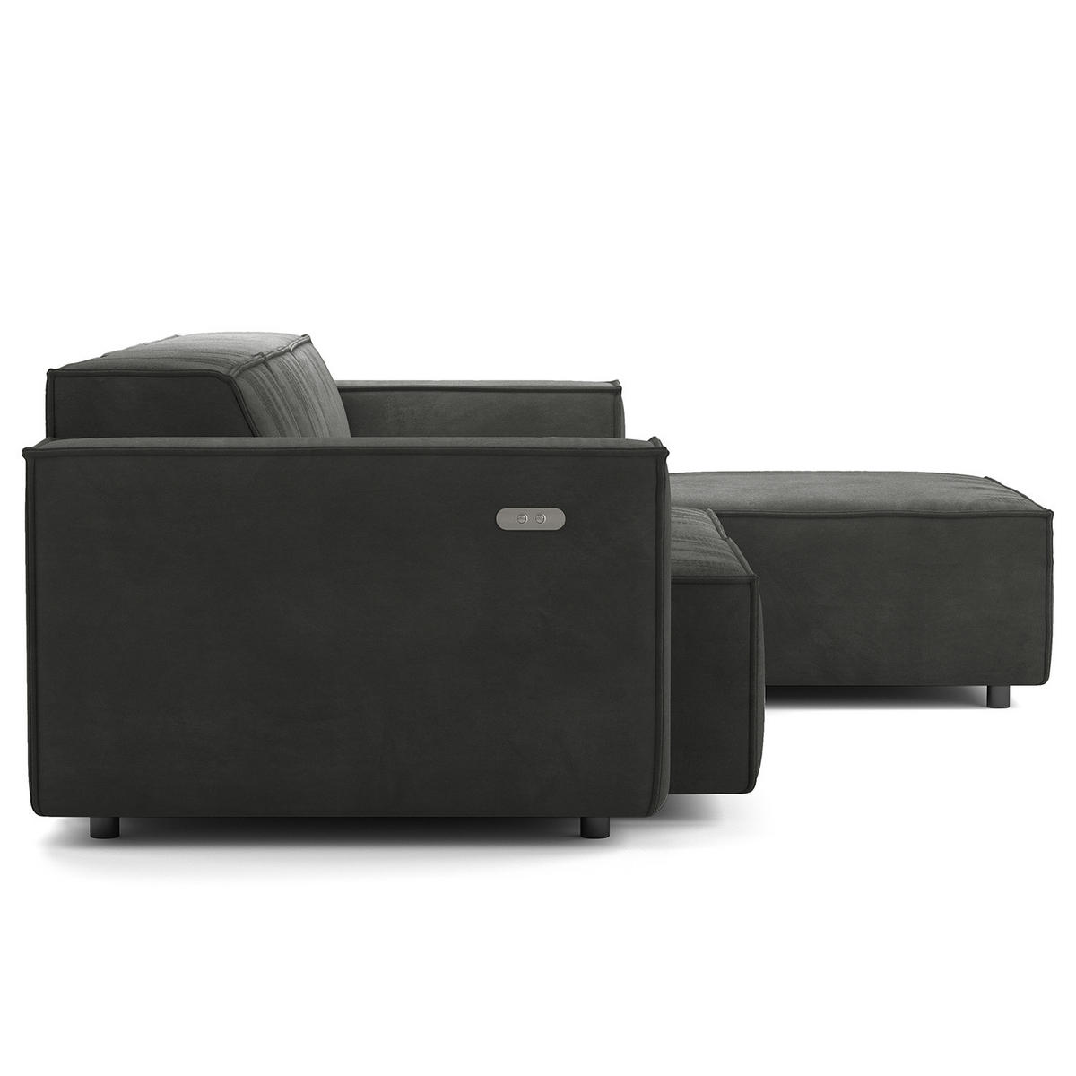 ECKSOFA mit Longchair - Schwarz/Grau, Kunststoff/Textil (260/177cm) - home24