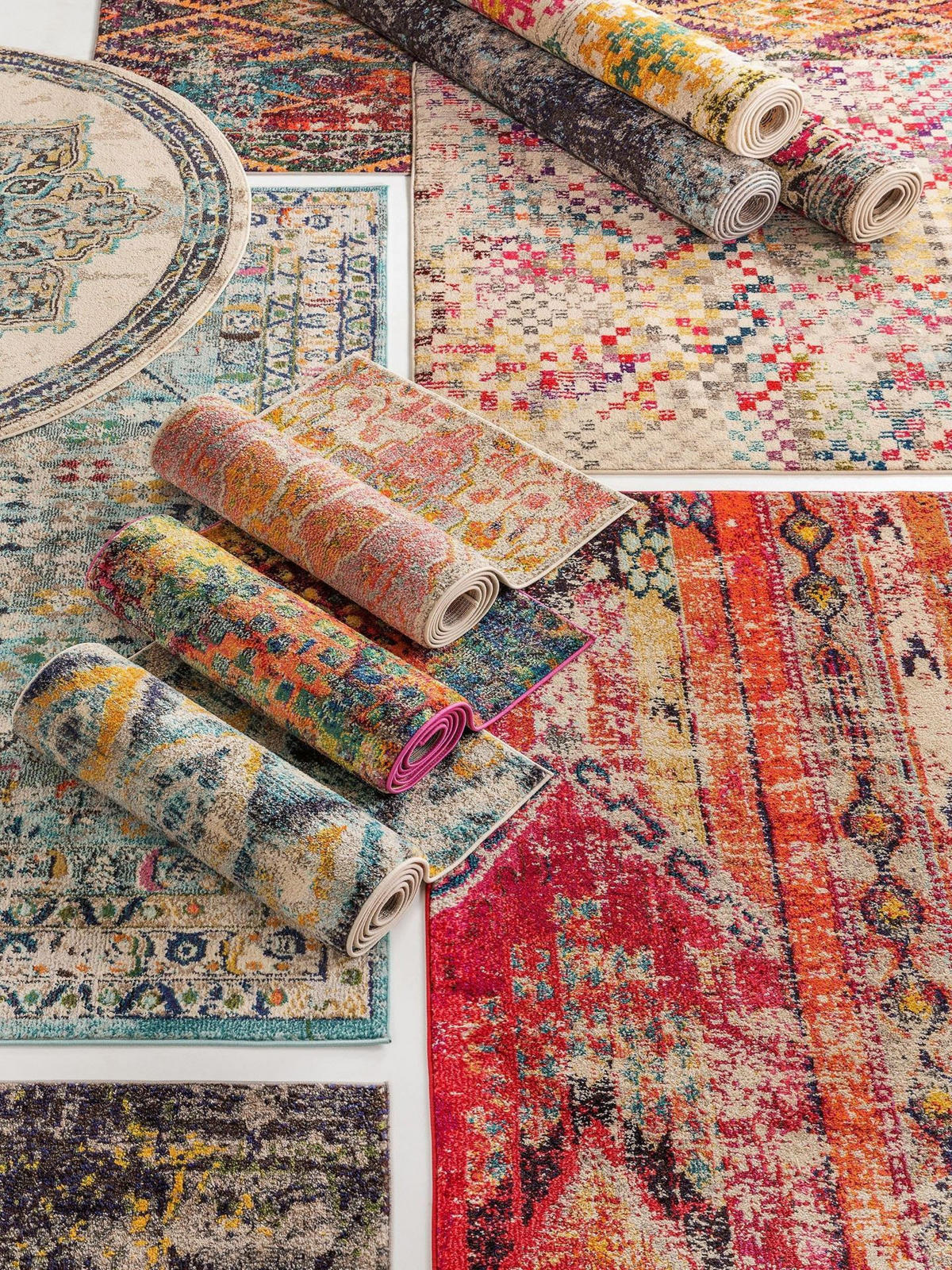 TEPPICH Teppich Casa Bunt/Beige - Beige/Multicolor, Kunststoff (120/1cm) - KUNSTLOFT