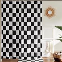 DUSCHVORHANG Schwarz Weiß Karo wasserfest schimmelresistent Haken inklusive ideal für Dusche und Badewanne - Multicolor, Textil (180/180cm) - MCBOSON