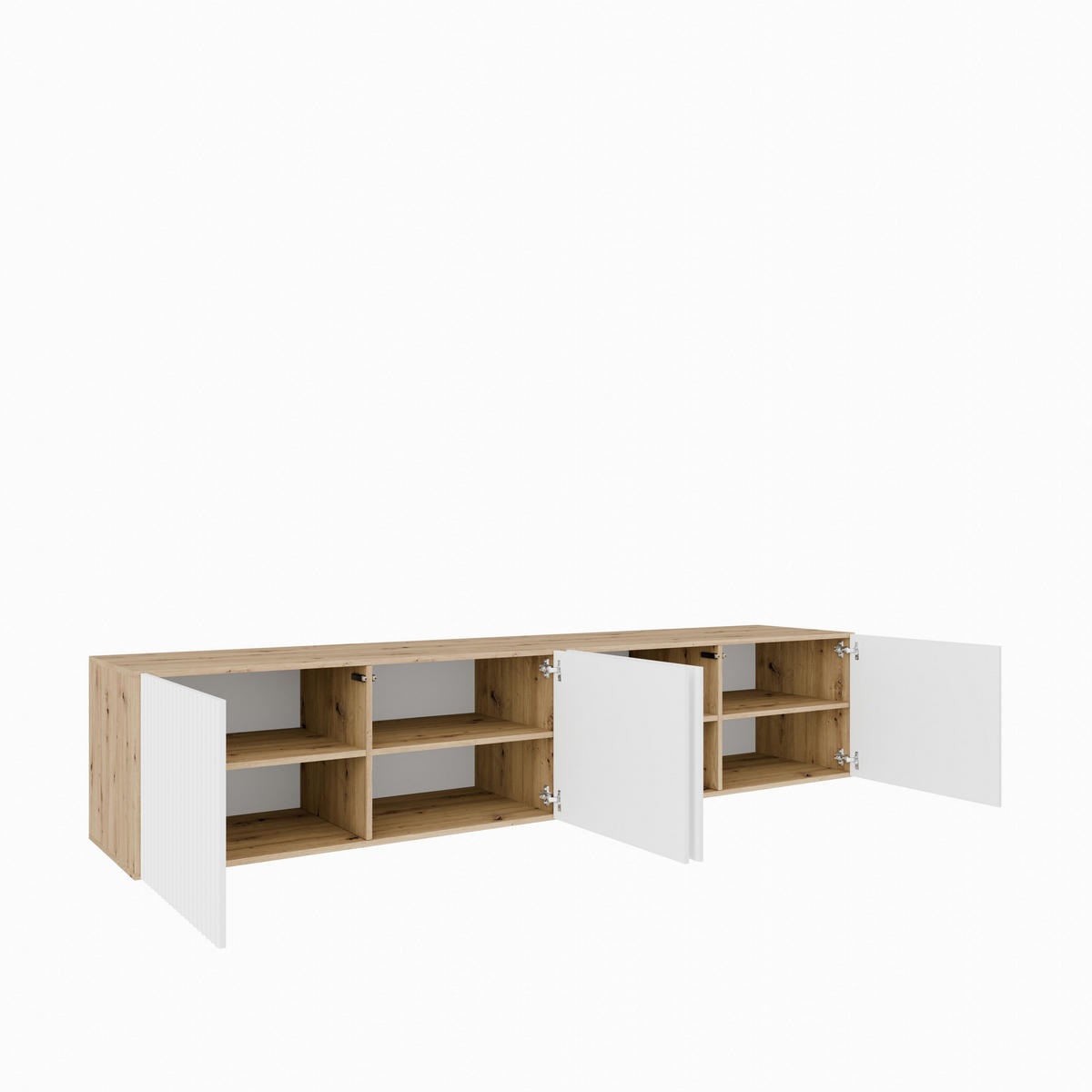 LOWBOARD VAREN 200/41/40 cm, Hängender TV-Schrank Eiche Artisan - Weiß/Eiche Artisan, Holzwerkstoff (200/41/40cm) - MASSENO