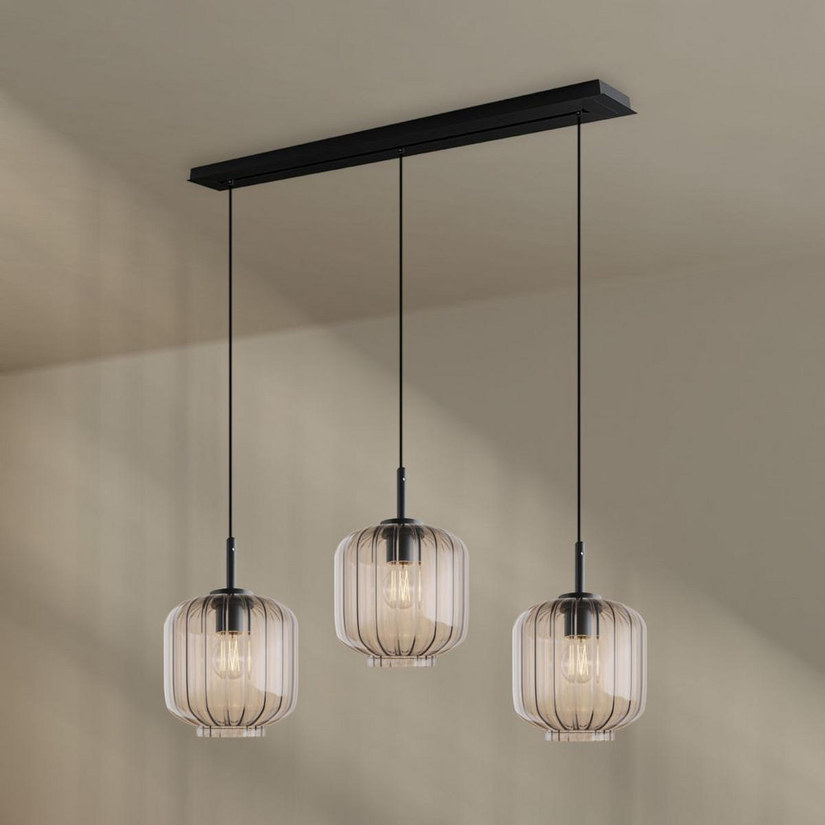 HÄNGELEUCHTE Velo 3-flammig Klar Ø 20cm - Klar/Schwarz, Glas (20/20/20cm) - s.luce