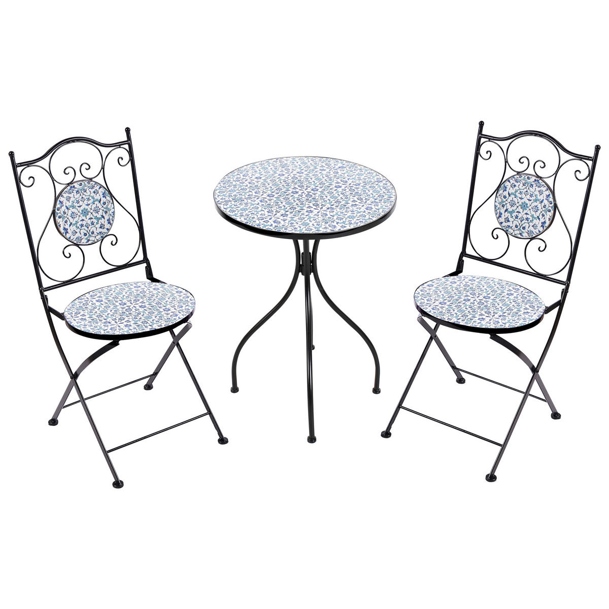 BISTRO-SET Schwarz Chapeco - Blau/Schwarz, Metall - Beliani